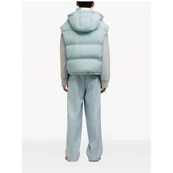 AMI Paris Alexandre Mattiussi Hooded Padded Gilet Down Vest Oversized Sky Blue - Picture 3 of 16